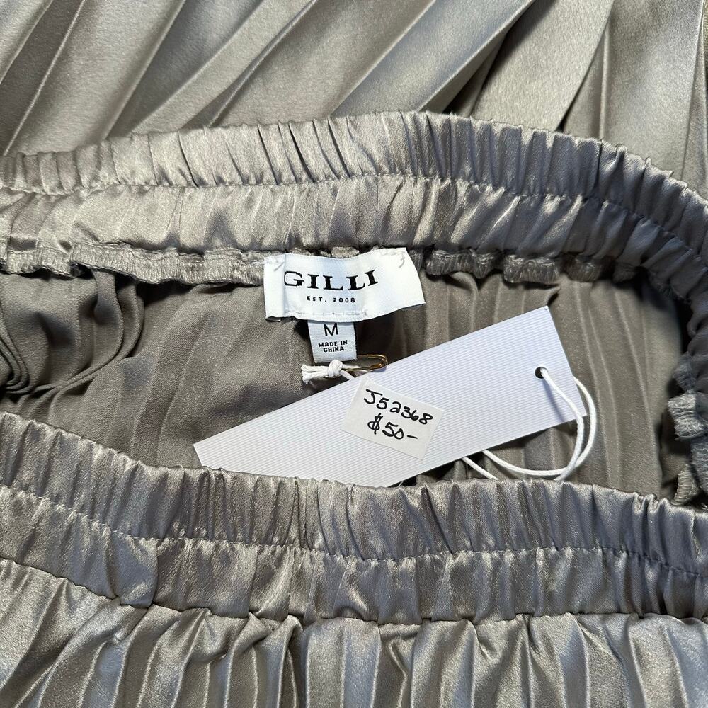 NWT Silver Tone Pleated Party Skirt, Size M - Picture 2 of 7